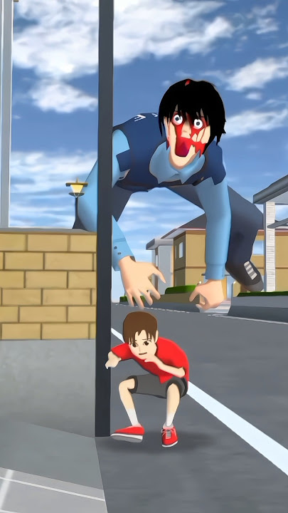 Yuta was almost caught by the giant police monster #shortvideo #sakuraschoolsimulator #monster