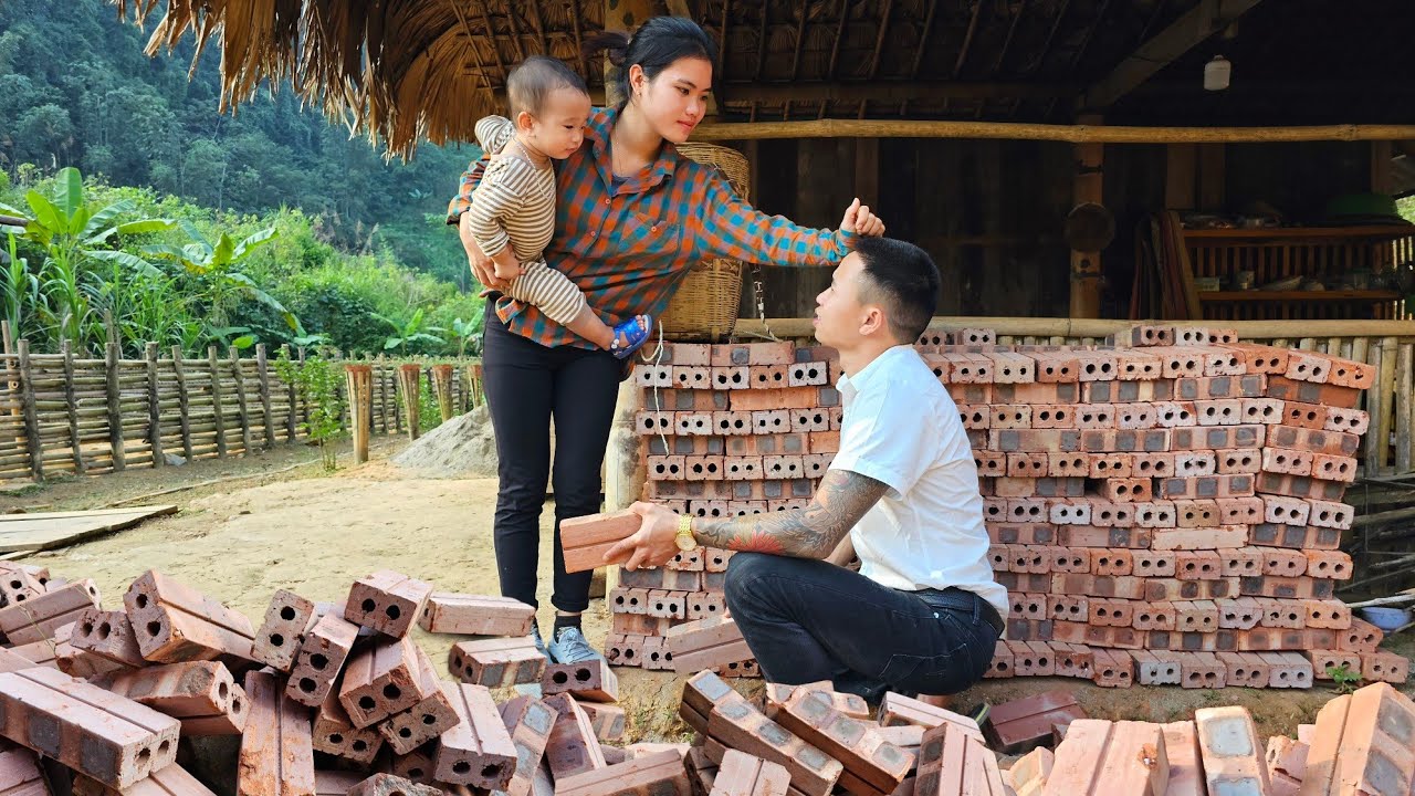 The CEO helped Thuy move materials to the farm to prepare to build a Bathroom for Thuy.