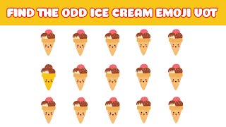 Ice Cream Emoji Puzzles With Answer | Emoji Movie Quiz, Odd Object Out | Find different points