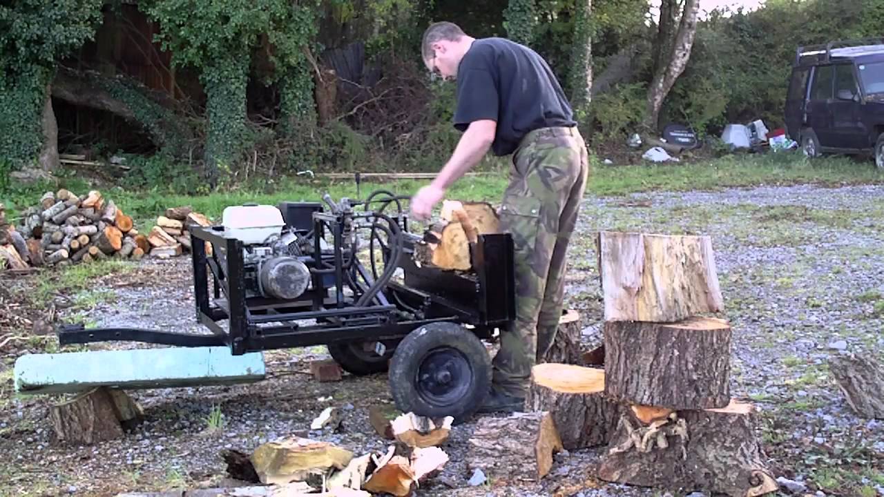 Homemade log-splitter - YouTube