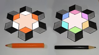 3d geometric shapes drawing #geometricpatterns #opticalillusions #Anamorphicillusion