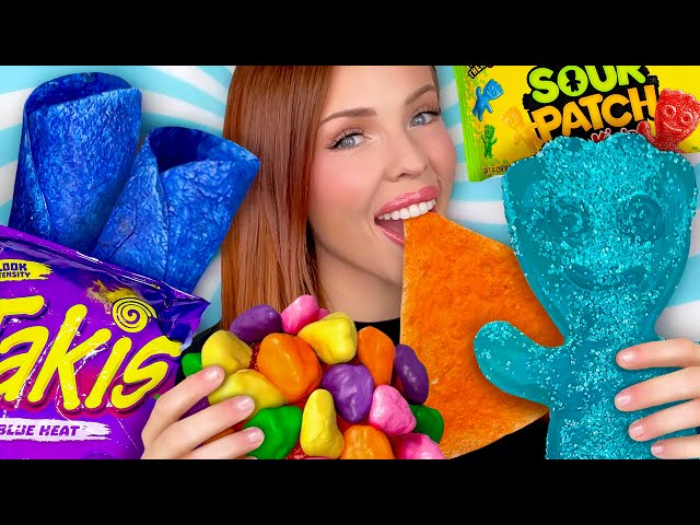 ASMR MUKBANG, World's Largest Gummy Candy, Giant Sour Patch Kids, Blue Takis, Nerds Clusters 먹방