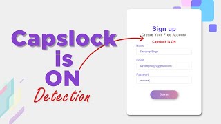 Attractive form design with HTML,CSS and JavaScript Caps lock key detection