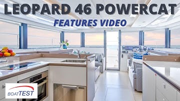 Leopard 46 Powercat Features Video 2022 by BoatTEST.com