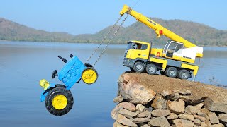Swaraj Tractor And Ford Truck Accident Amazon River Pulling Out Crane Liebherr ? Cartoon Jcb Video