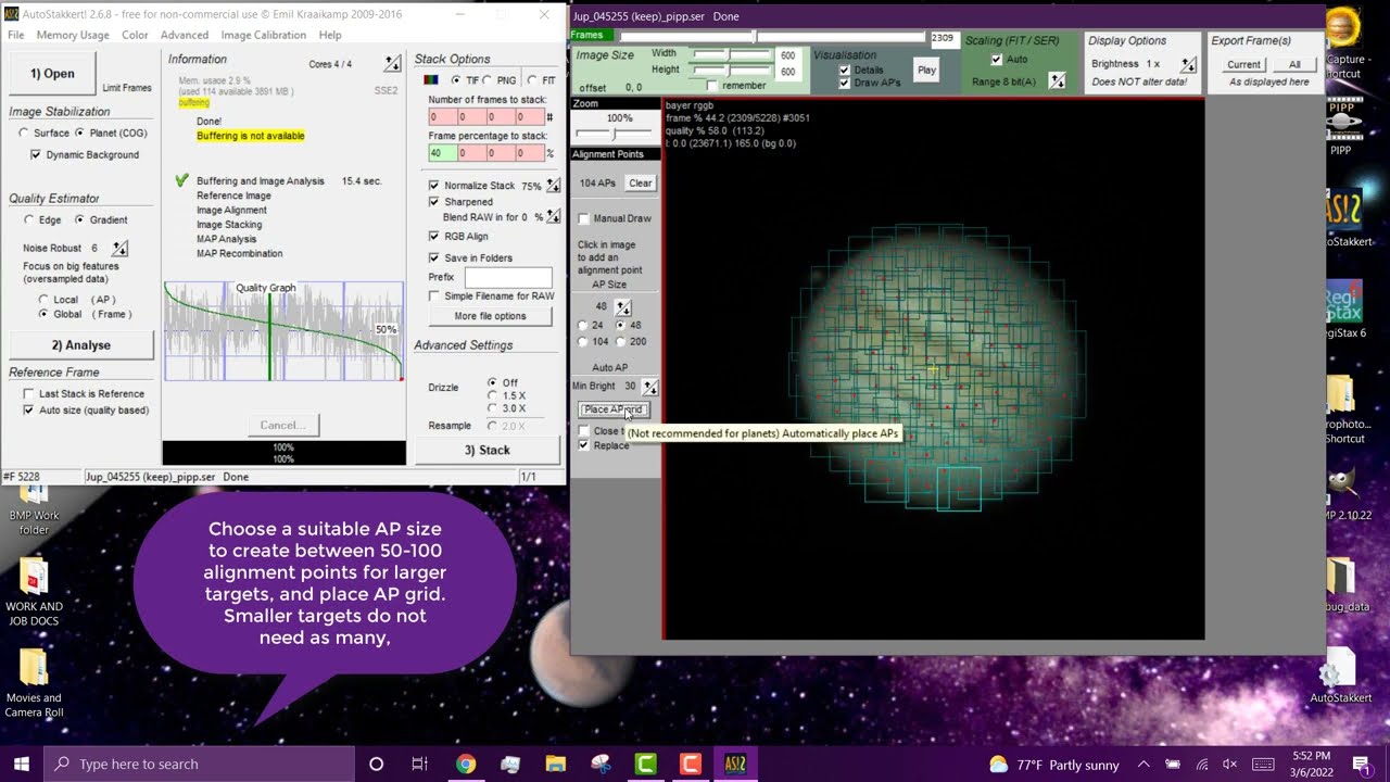 Planetary Processing Tutorial (PIPP, Autostakkert, Registax)
