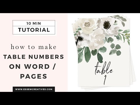 How to Make Table Numbers In Word/Pages with Watercolor Florals for Weddings