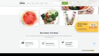 Disho  Grocery Store Elementor Template Kit 15 vegetables Build Website