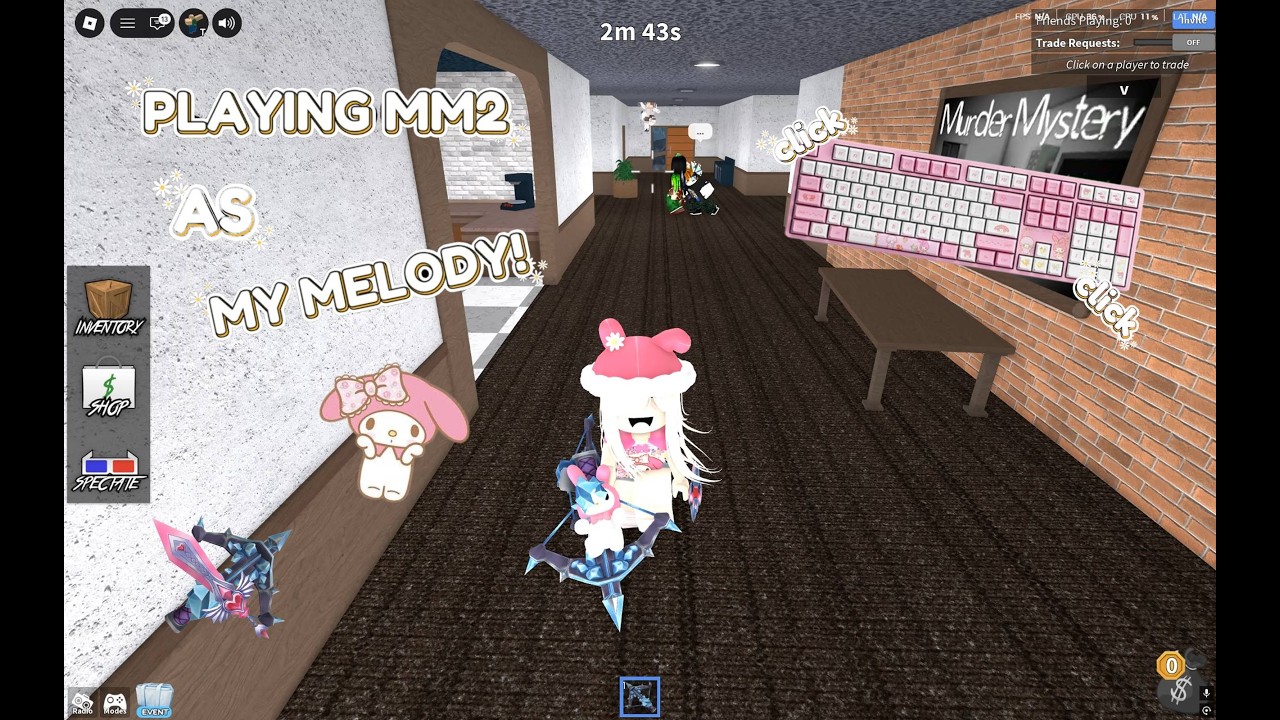 ₊‧°𐐪♡𐑂°‧₊ Playing MM2 as My Melody! - Keyboard ASMR ₊‧°𐐪♡𐑂°‧₊