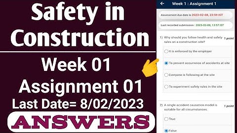 SAFETY IN CONSTUCTION //NPTEL// ASSIGNMENT ASNWER WEEK-1 2023