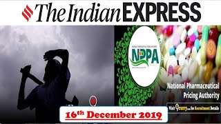 16th December 2019 The Indian Express Editorial and Newspaper Discussion