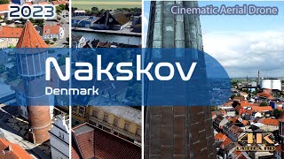 Nakskov From Above - 4K Aerial Drone - Axeltorv - Sankt Nikolai Kirke - Strong Winds - Denmark