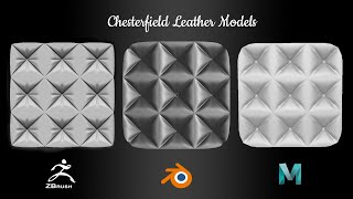 Chesterfield Leather Models in zbrush, Blender and AutodeskMaya - Poke Faces