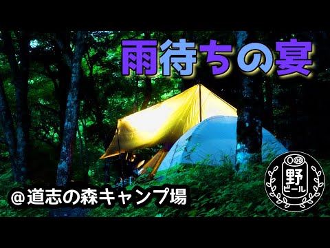 【ソロキャンプ】なかなか降らない雨。ソロデュオで宴 夜の部。【道志の森キャンプ場】