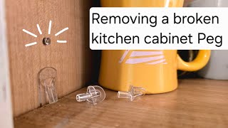 How to Remove a Broken Shelf Peg from your kitchen cabinets #kitchen #CabinetRepair #diy