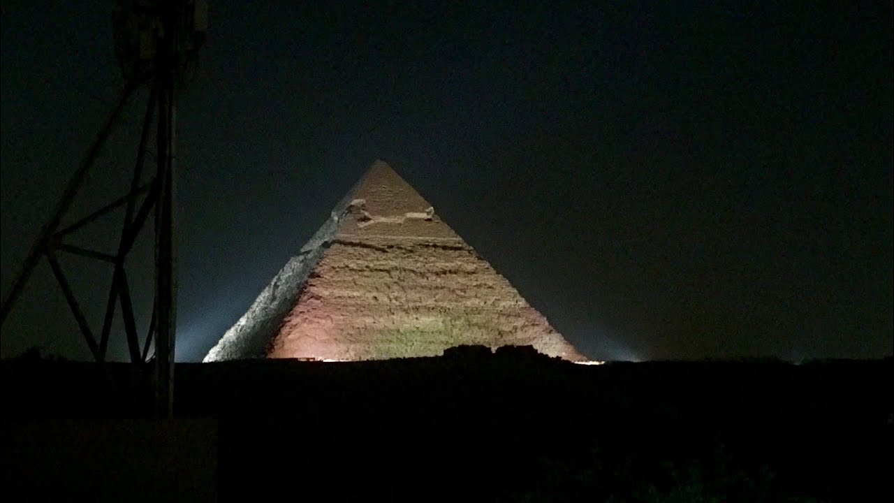 Pyramids of Giza at night - YouTube