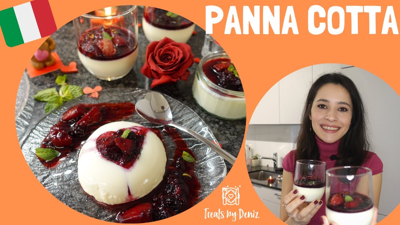 PANNA COTTA with DELICIOUS BERRY SAUCE and DELICATE VANILLA for VALENTINE'S DAY