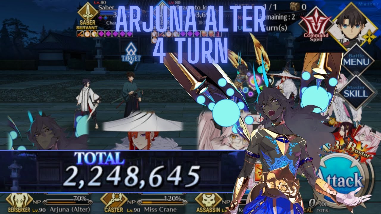 [FGO NA] Waxing Moon Chronicles CQ - Zanya Gensou - Arjuna Alter 4 Turn