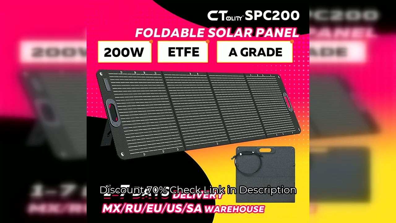 CTOLITY 200W Portable Solar Charger Flexible ETFE Foldable Solar Panel Monocrystalline Camping IP68