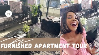 My FURNISHED APARTMENT TOUR!!(LIVING ROOM \& KITCHEN TOUR)
