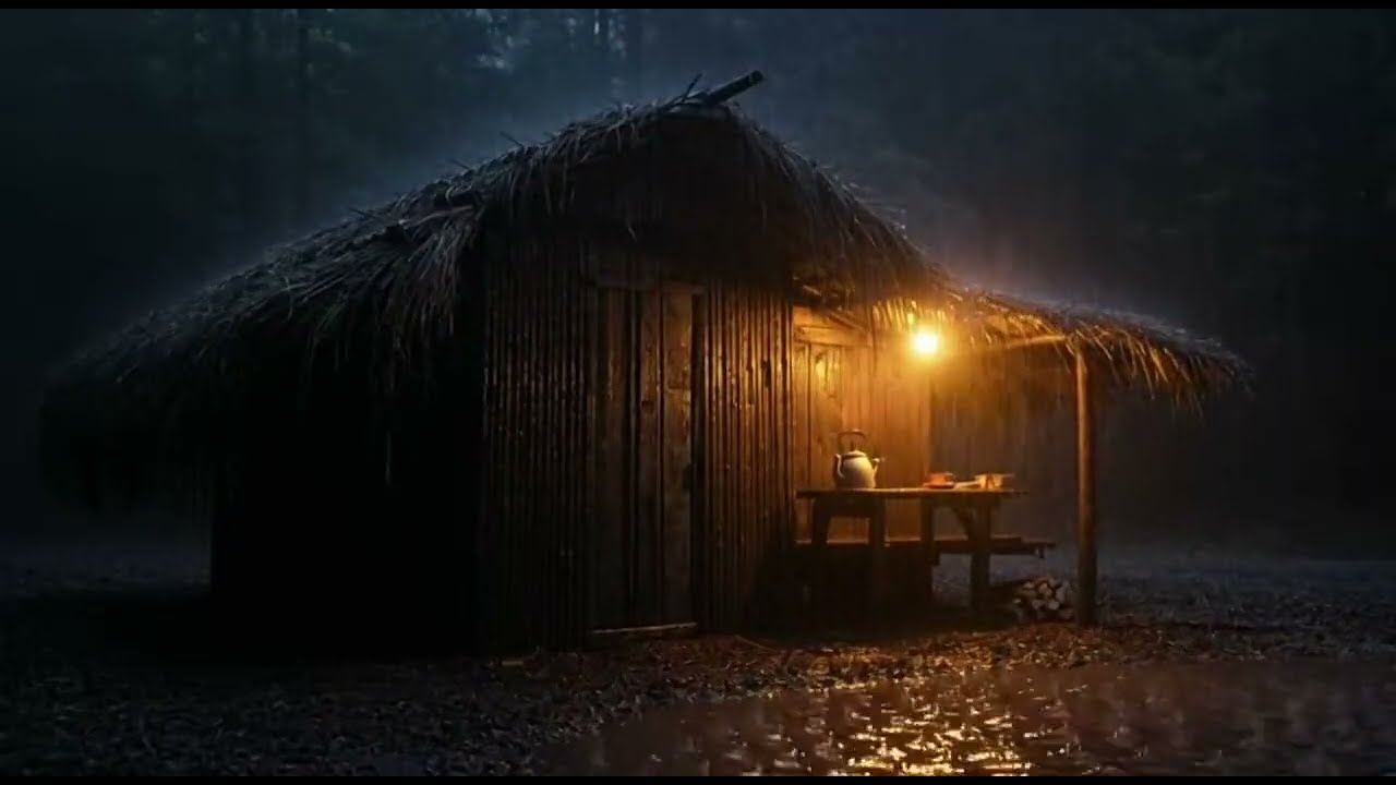 Rainstorm Night in Wooden Cabin  Cinematic Forest Ambience for Deep Relaxation