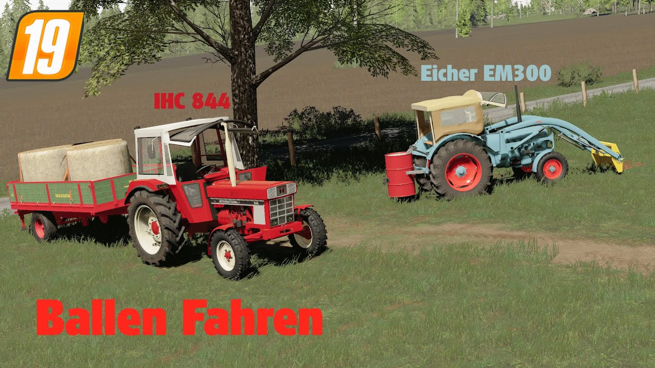 LS19 Ballen fahren | IHC 844 und Eicher EM300 Königstiger