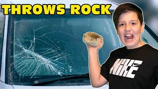 Kid Throws Rock At Uncle's Car Windshield - Pulled Over By Police! [Original]