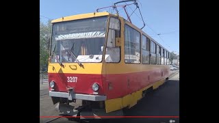 Поездка на трамвае 🚋 Татра Т6В5SU-3207. 1 маршрут. 14.05.24.