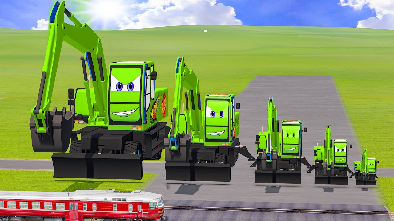 Big & Small Green Excavator Truck Lightning Mcqueen vs Trains Thomas | BeamNG.Drive