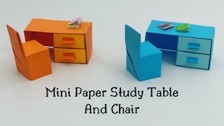 DIY MINI PAPER STUDY TABLE & CHAIR/ Paper Craft / Easy Origami Table & Chair DIY / Paper Crafts Easy