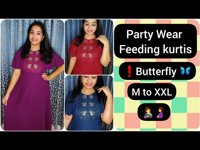 Maternity/Party-Wear/Feeding Kurtis – Green mix Ash – Priya's Magic World