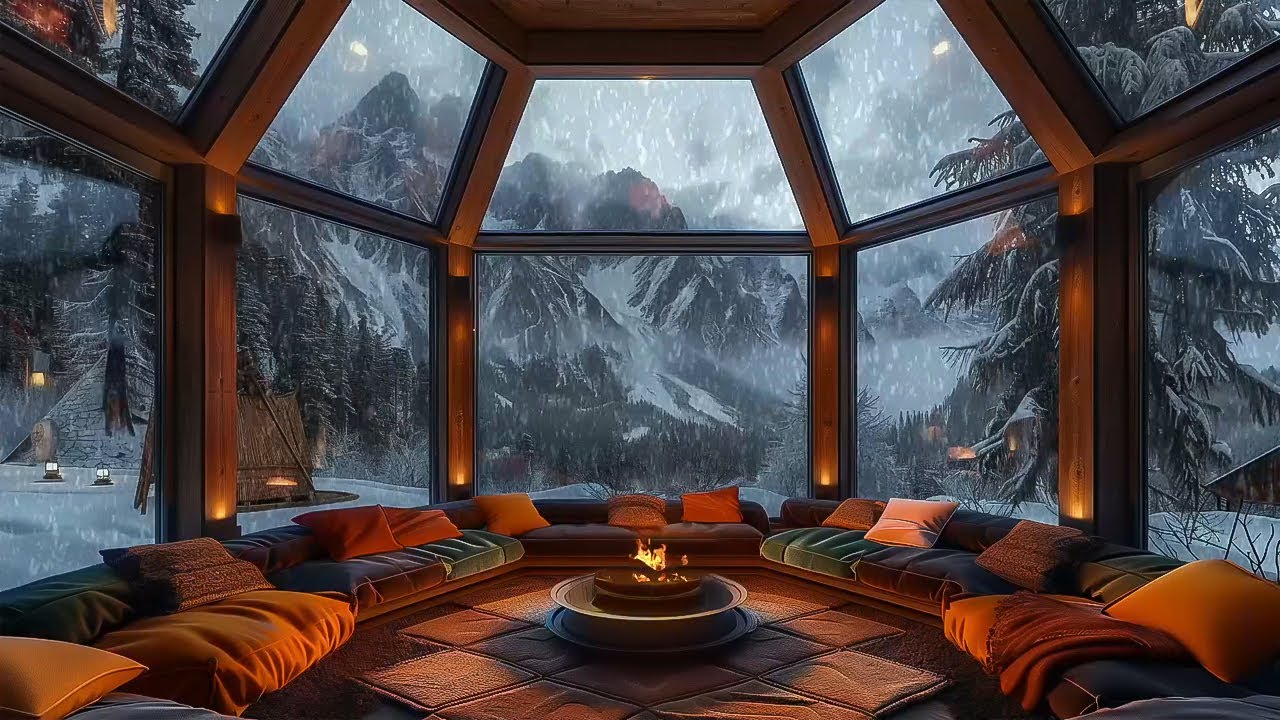 Cozy Cabin Ambience | Rain and Fireplace Sounds at Night 8 Hours for ...