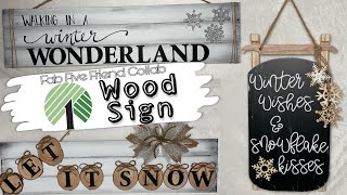 Winter Dollar Tree Wood Sign Fab Five Friend Collab DIY Tutorials Target Sled Snowflake Kisses