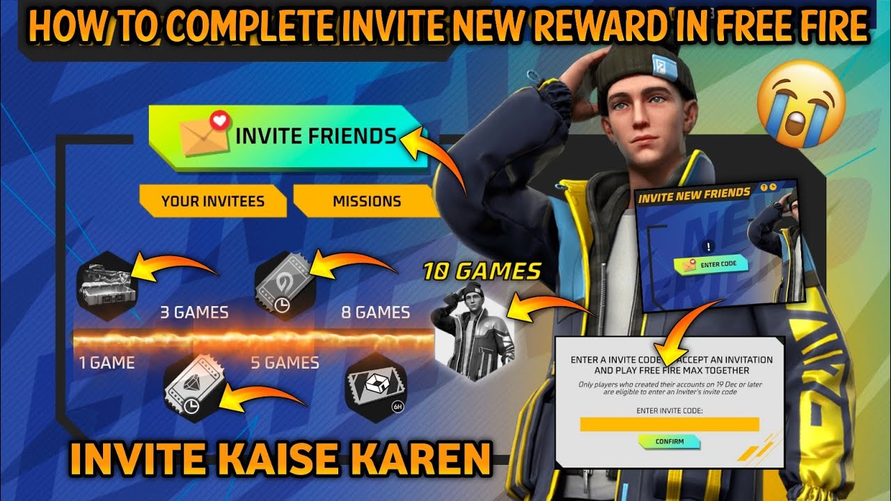 free fire new event| invite your friends event main friend ko kaise invite & complete kaise Karen