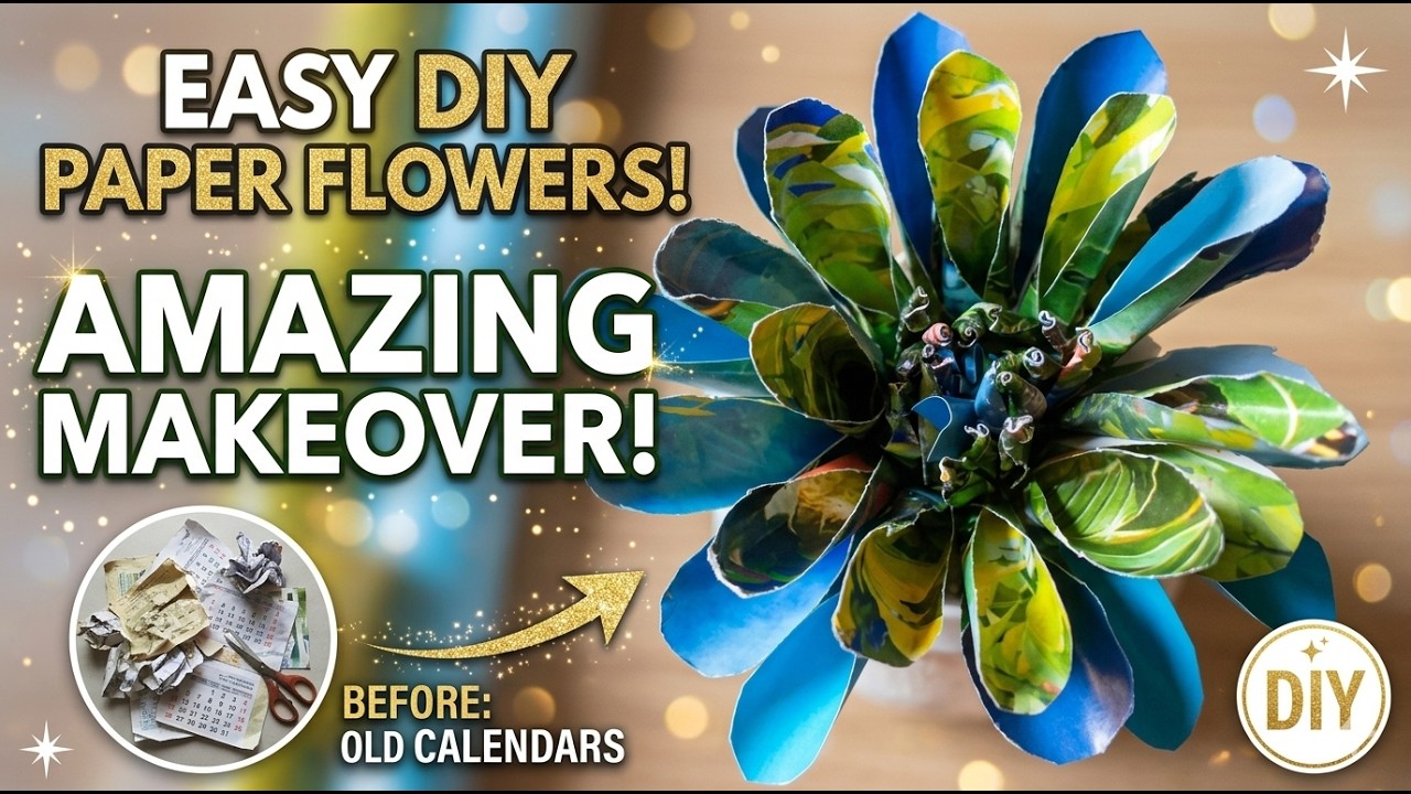DIY Vibrant Quilling Paper Flower | Easy Beginner Tutorial with Blue & Green Petals 🌺✂️