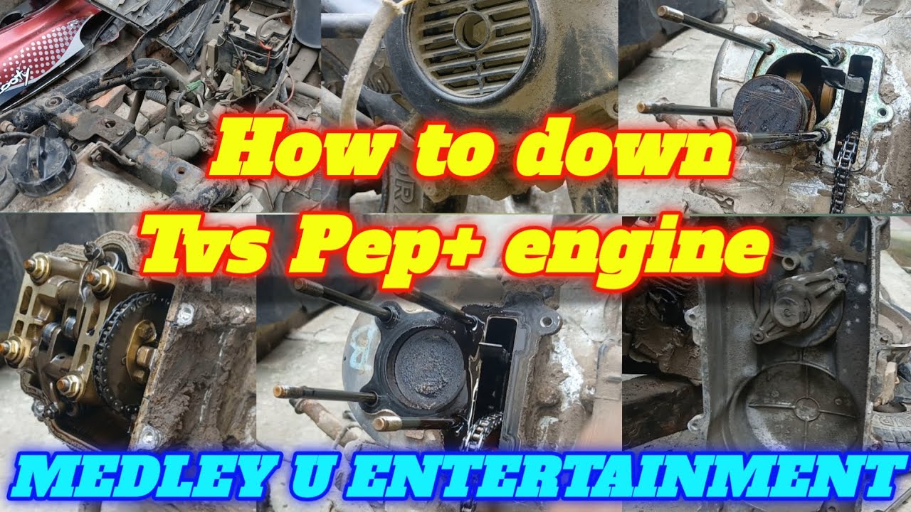 TVS Pep Plus Engine Dismantling Step by Step | Complete Engine Down ...
