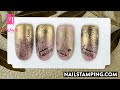 Floral patterns on golden ombre background (nailstamping.com)