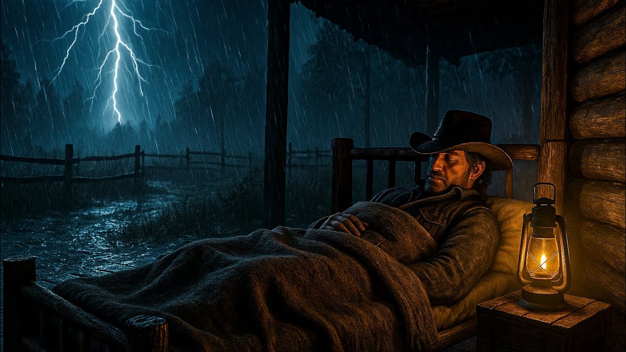 John's Peaceful Night During a Thunderstorm | RDR2 Rain Sounds ASMR