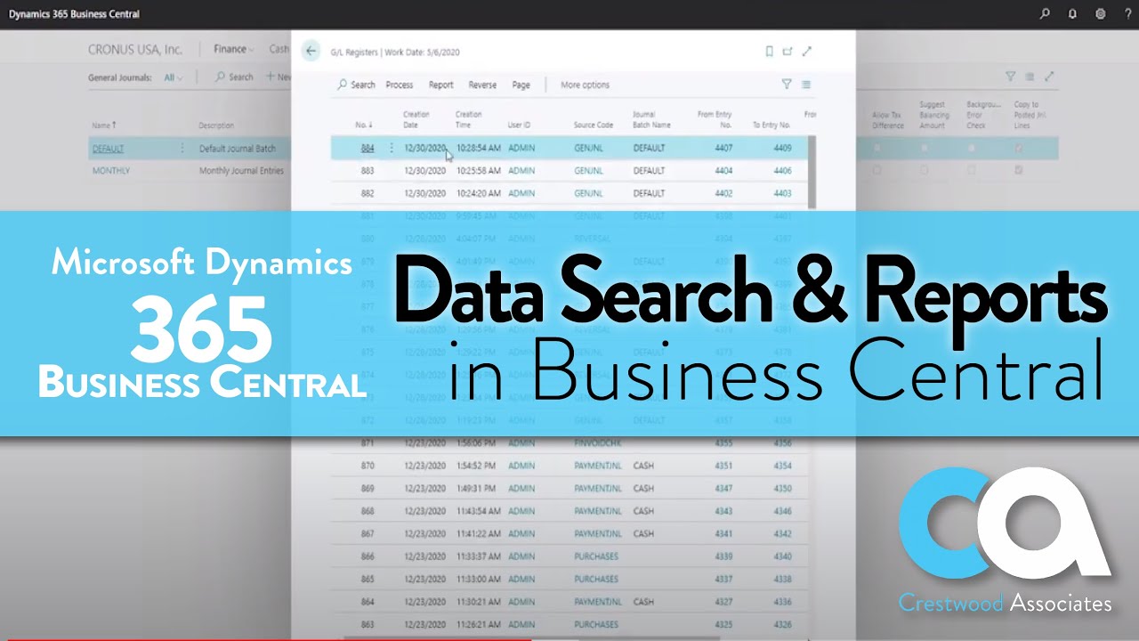 Financial Data Search and Reports in Microsoft D365 Business Central