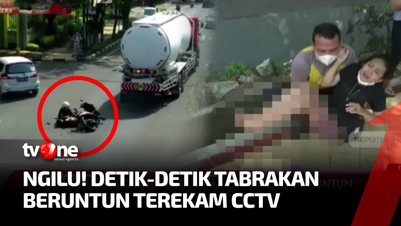 Tabrakan Beruntun Sepeda Motor, Mobil & Truk Tangki Terekam Kamera CCTV | Kabar Pagi tvOne
