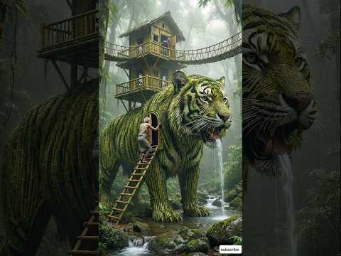 I Built a Secret Bamboo Tiger Villa To Save My Life From A Real Tiger || Beautiful Handmade #ytshort