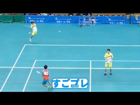 [すごプレ]ソフトテニス　全日本社会人学生対抗2018　男子　対抗戦３　瀬口・仲野（トヨタ自動車）ー雁金・中村（関西学院大学）