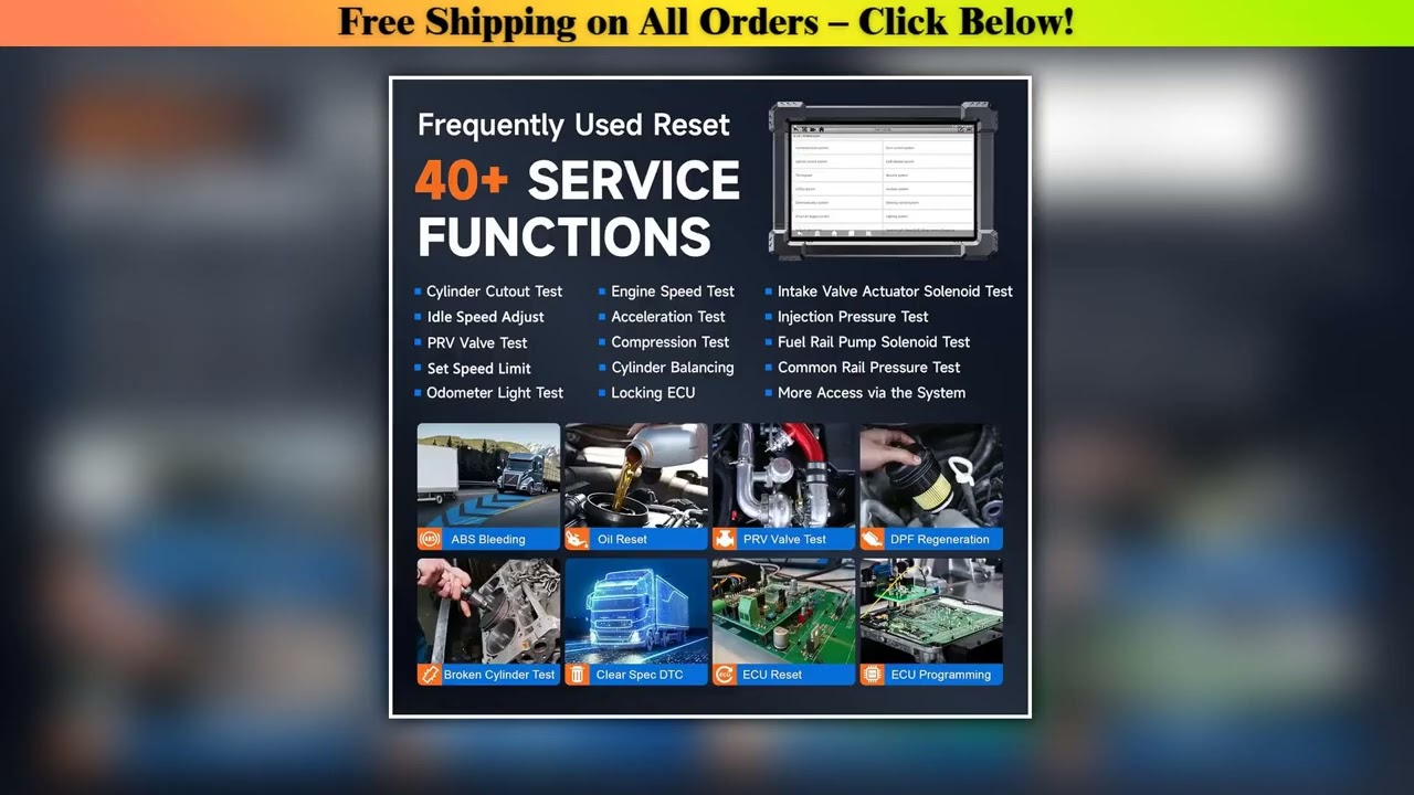 ANCEL X7 HD Heavy Duty Truck Diagnostic Tool Bluetooth OBD2 All System Oil D-P-F Regen ECU Reset