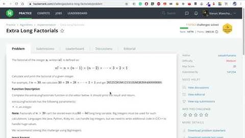 HackerRank Extra Long Factorials C++ (Part2)