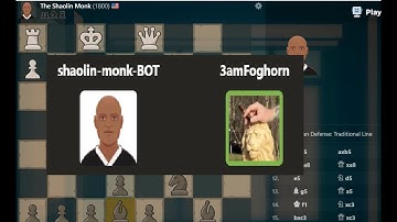 A Calm Battle with The Shaolin Monk Chess.com Bot 1800
