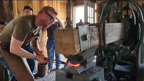 MASSIVE 100 year old power hammer axe forging!
