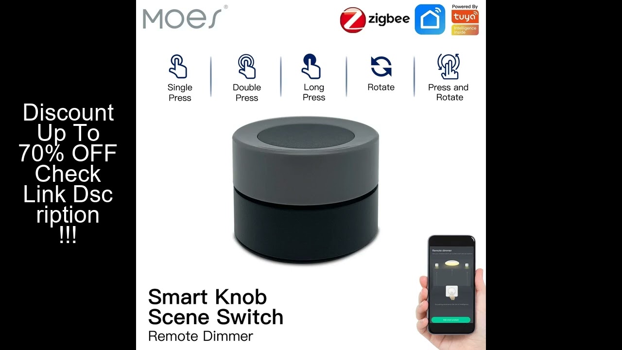 MOES Tuya ZigBee Smart Knob Switch Wireless Scene Switch Button Controller Battery Powered Automatio