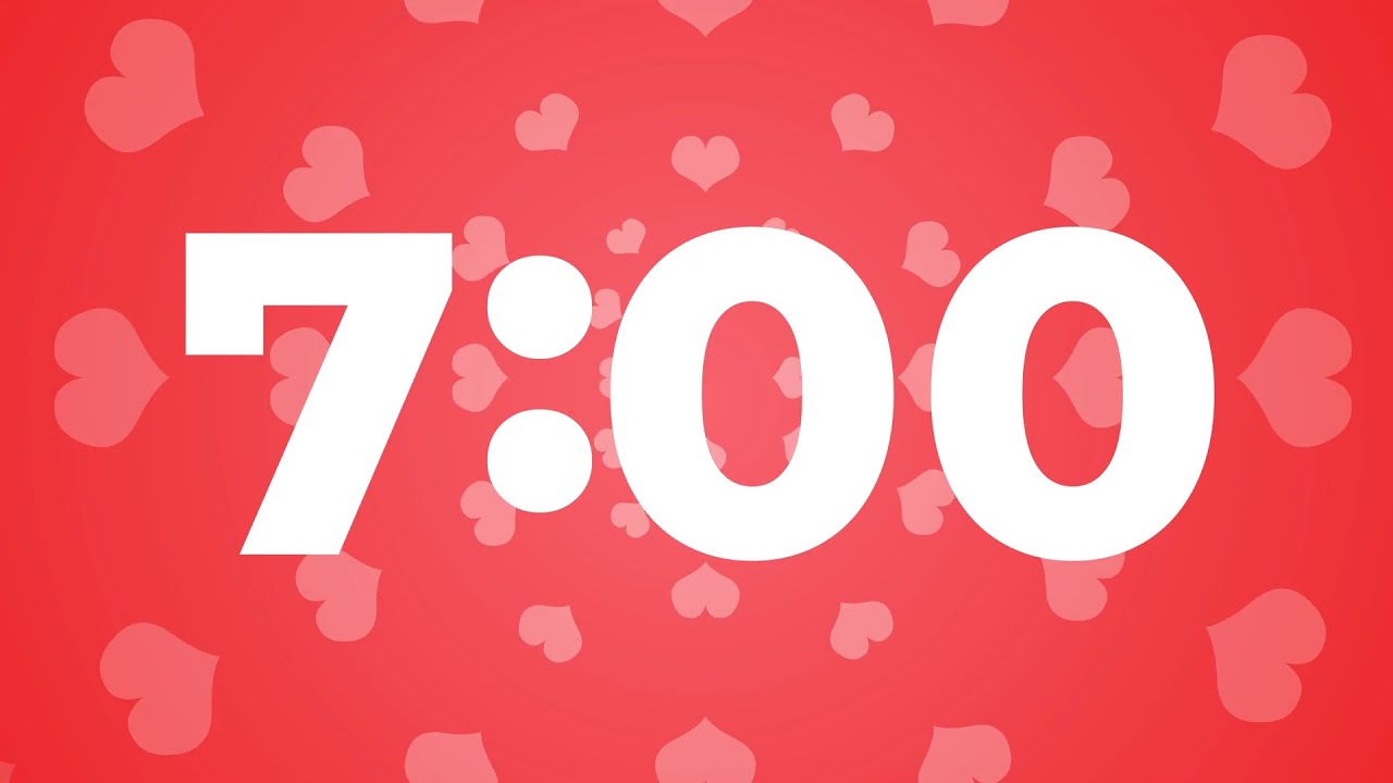 7 Minute Timer With Music 7 Minutes Stopwatch with Hearts YouTube