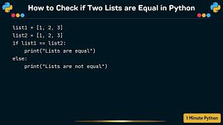 How to Check if Two Lists are Equal in Python