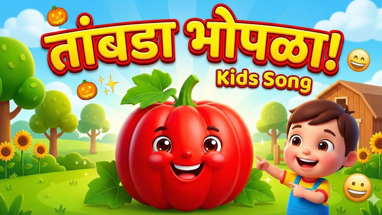 एक तांबडा भोपळा | Marathi Kids Song | 3D Cartoon | Tri-Lingual Tune Kids